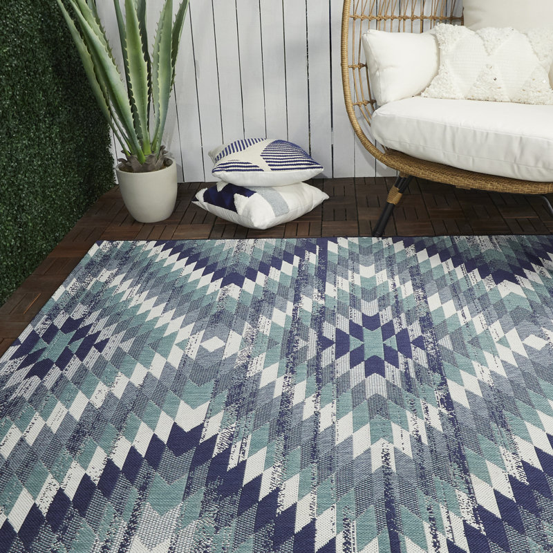 Union Rustic Pranav Flatweave Teal Indoor/Outdoor Rug & Reviews Wayfair